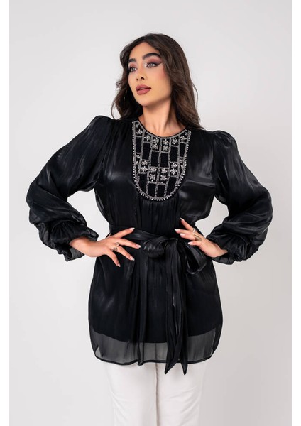 Taş işlemeli Kemer Detaylı Bluz BLZ16086 indirimleri