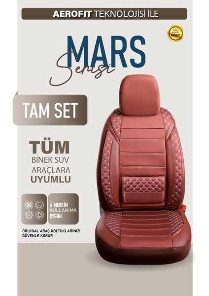 Toyota Land Crusier Uyumlu Lüx Bel Destekli Yarı Deri Oto Koltuk Kılıfı Mars Series Tarçın Renk Aldys fiyatları