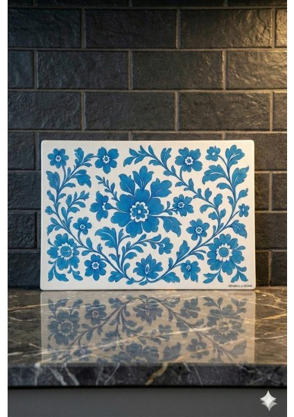 Cam Kesme Tahtası Antibakteriyel Çiçek Desenli Cam Doğrama Tahtası Kesme Tahtası 20X30 cm