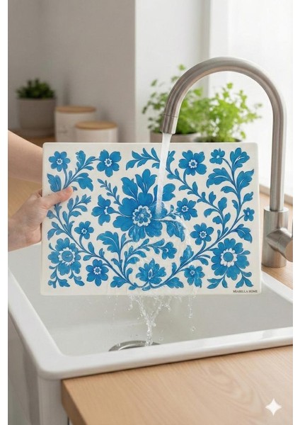 Cam Kesme Tahtası Antibakteriyel Çiçek Desenli Cam Doğrama Tahtası Kesme Tahtası 20X30 cm modelleri