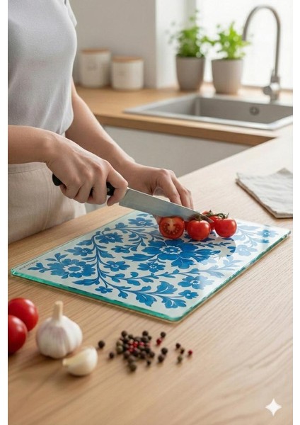 Cam Kesme Tahtası Antibakteriyel Çiçek Desenli Cam Doğrama Tahtası Kesme Tahtası 20X30 cm fırsatları