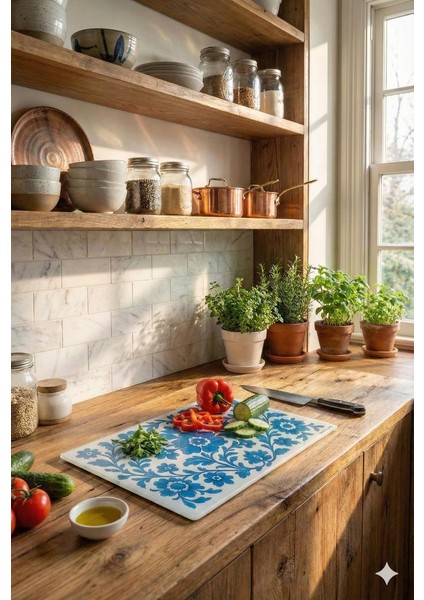 Cam Kesme Tahtası Antibakteriyel Çiçek Desenli Cam Doğrama Tahtası Kesme Tahtası 20X30 cm indirimleri