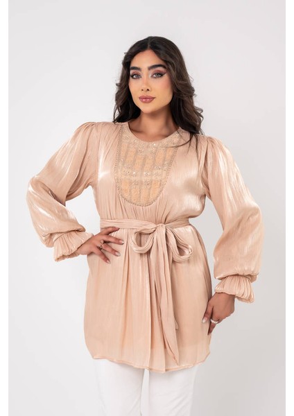 Taş işlemeli Kemer Detaylı Bluz BLZ16086 indirimleri
