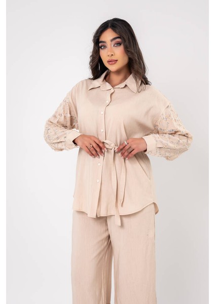 Yıpratma Detaylı Oversize Gömlek Pantolon Takım TKM16052 indirimleri