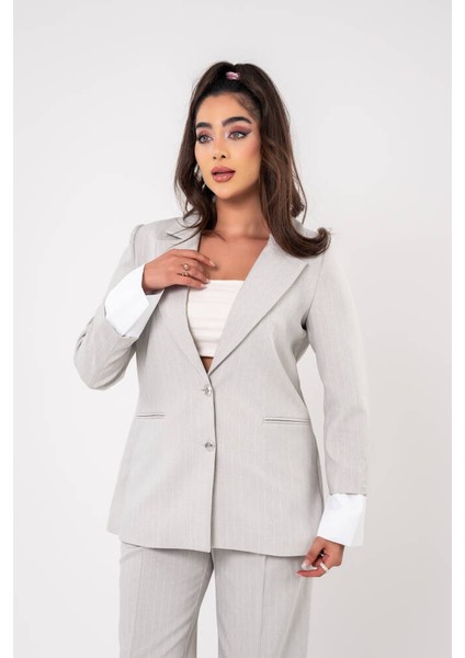 Asmetrik Kesim Gömlek Deteylı Blazer Ceket Pantolon Takım TKM08013 indirimleri