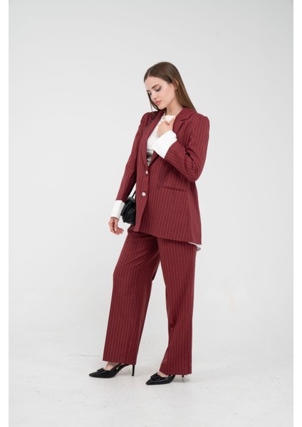 Asmetrik Kesim Gömlek Deteylı Blazer Ceket Pantolon Takım TKM08013