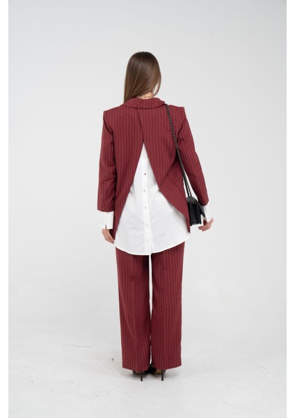 Asmetrik Kesim Gömlek Deteylı Blazer Ceket Pantolon Takım TKM08013