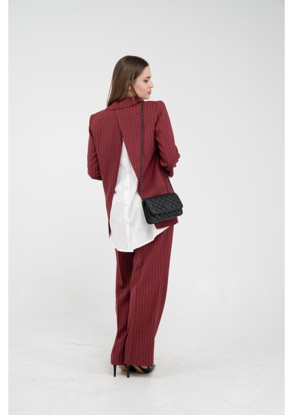 Asmetrik Kesim Gömlek Deteylı Blazer Ceket Pantolon Takım TKM08013