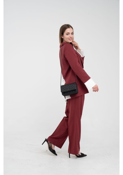 Asmetrik Kesim Gömlek Deteylı Blazer Ceket Pantolon Takım TKM08013