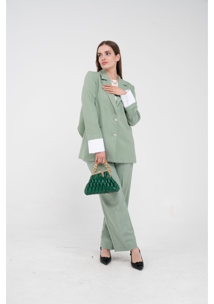 Asmetrik Kesim Gömlek Deteylı Blazer Ceket Pantolon Takım TKM08013