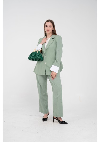 Asmetrik Kesim Gömlek Deteylı Blazer Ceket Pantolon Takım TKM08013