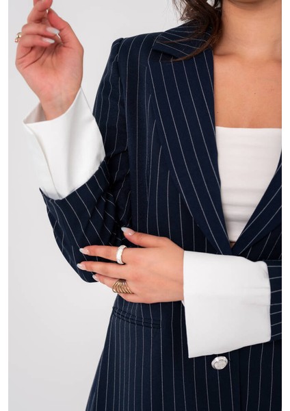 Asmetrik Kesim Gömlek Detaylı Blazer Ceket Pantolon Takım TKM08013 indirimleri