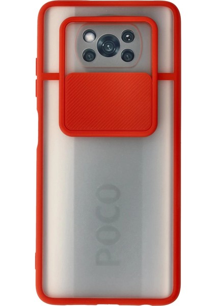 Pocophone X3 Kılıf Palm Buzlu Kamera Sürgülü Silikon - Kırmızı