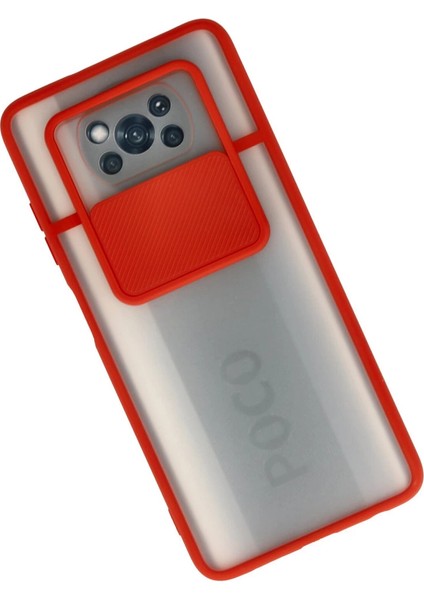 Pocophone X3 Kılıf Palm Buzlu Kamera Sürgülü Silikon - Kırmızı fiyatları