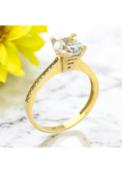 14 Ayar Altın Tektaş Yüzük - 0201159 fiyatları