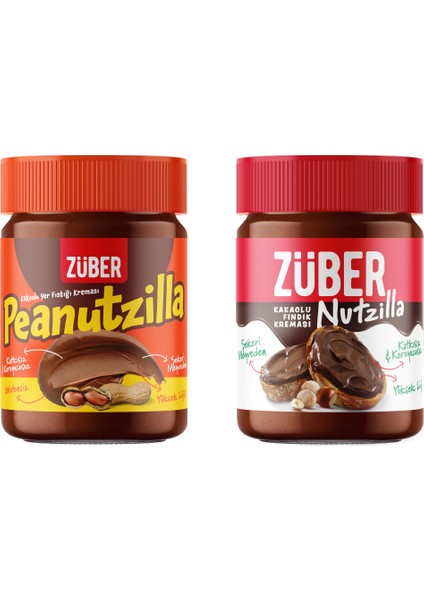 Peanutzilla Kakaolu Fıstık Kreması + Nutzilla Fındık Kreması