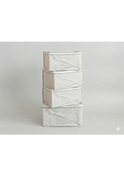 4'lü Gri Çizgili Çorap Hurcu | Çok Amaçlı Dolap Içi ve Çekmece Içi Düzenleyici 29X24X17 cm fiyatları