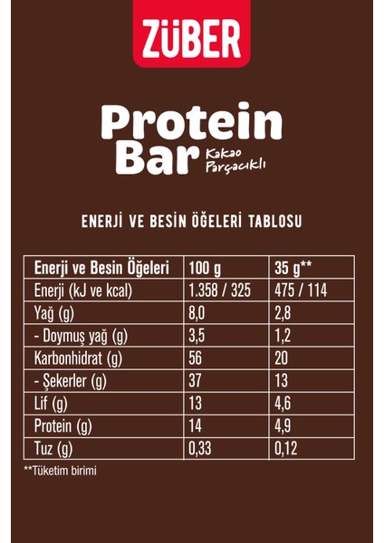 Kakao Parçacıklı Protein Barı - 12 Adet x 35GR fiyatları