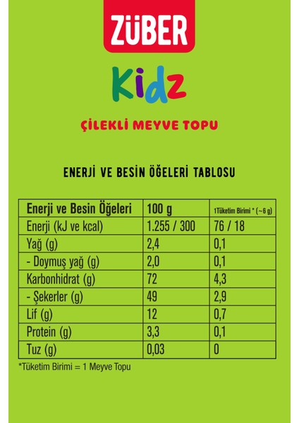 Kidz Çilekli Meyve Topu 42g X 12 Adet fiyatları