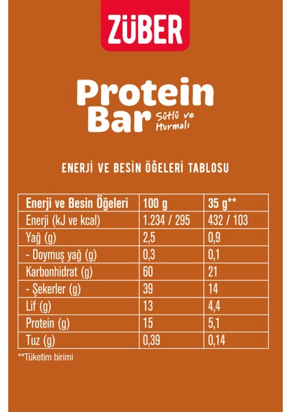 Sütlü ve Hurmalı Protein Barı - 12 Adet x 35GR fiyatları