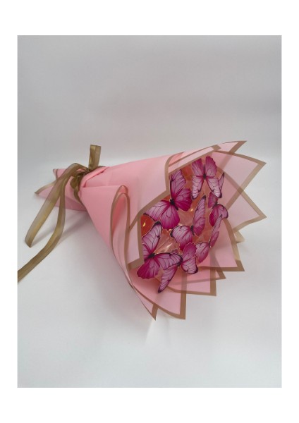 7'li Pembe Kelebek Led’li Dekoratif Buket modelleri