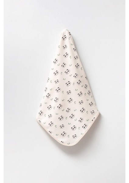 Panda Baskılı Çift Katlı Penye Yenidoğan ve Çok Amaçlı %100 Pamuklu Bebe Battaniyesi