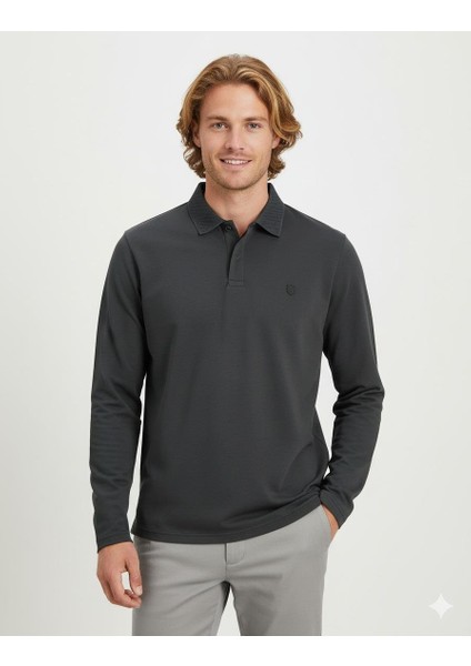 Jprccrodney Ls Polo Yaka Koyu Gri Erkek Sweat Shirt 12259645 modelleri