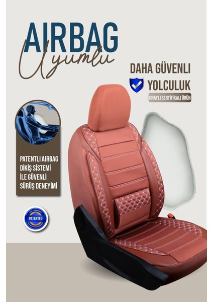 Seat Arona Uyumlu Lüx Bel Destekli Yarı Deri Oto Koltuk Kılıfı Mars Serisi Tarçın Renk Aldys indirimleri