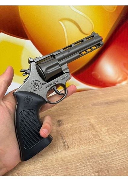 Kapsül Patlatan Metal Tabanca Füme Revolver Silah 25 cm Kapsüllütabancası modelleri