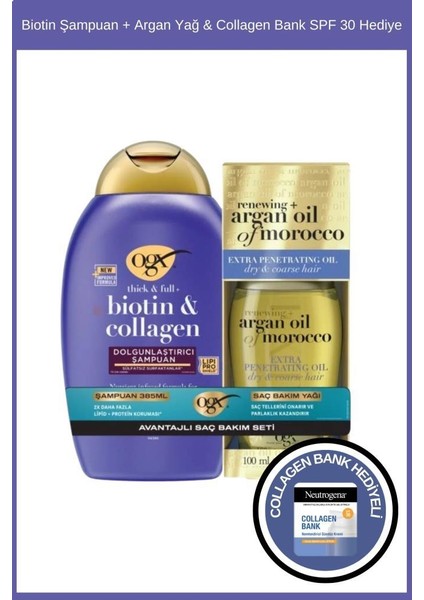Biotin Şampuan + Argan Yağ & Collagen Bank Şase Hediye