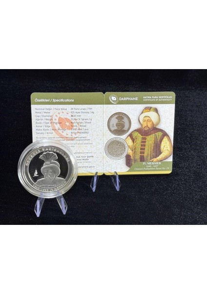 Iv. Mehmed – Osmanlı Padişahları Serisi No:19 Gümüş Hatıra Sikkesi (Darphane, 925 Ayar, Proof)