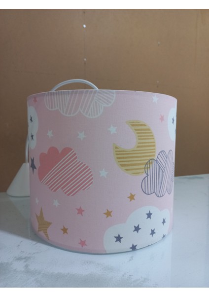 Pembe Bulutlu 2.li Set M-812 Kumaş Kaplama Genç ve Çocuk Odası Avize ve Abajur Takımı fiyatları