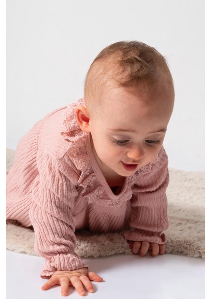 %100 Pamuk Kendinden Desen Kumaş Kız Bebek 2'li Takım fiyatları