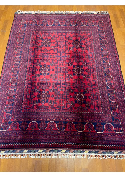 El Dokuma Afgan Halı Yıldız Desenli Bordo Renk 3 Metre Kare fiyatları