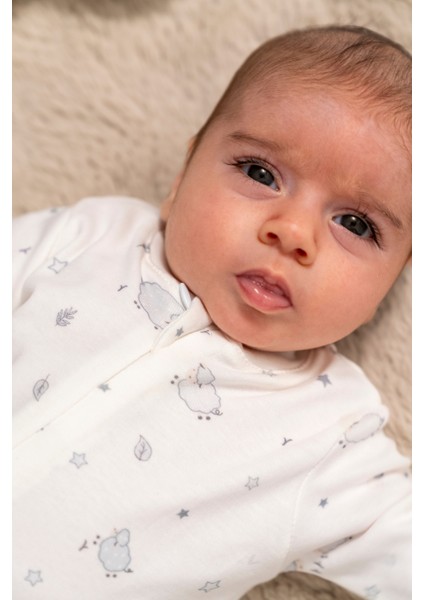 %100 Organik Pamuk Kuzucuk Fermuarlı Bebek Tulum