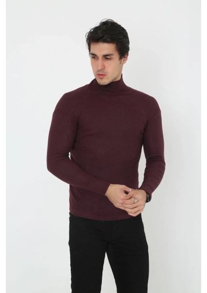 Erkek Tam Boğazlı Fitilli Likrali Koşkorse Badi - Bordo