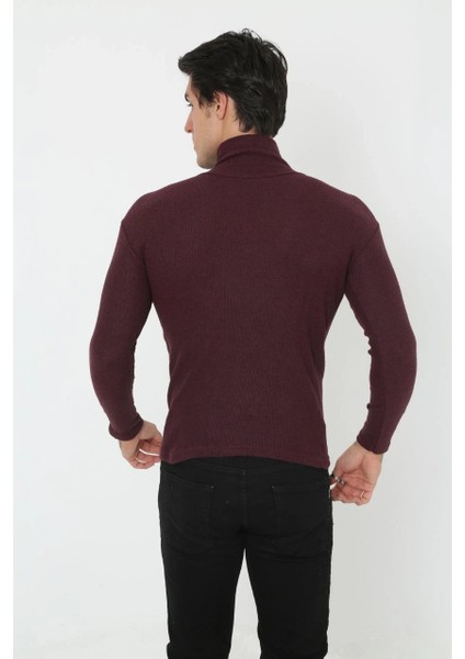 Erkek Tam Boğazlı Fitilli Likrali Koşkorse Badi - Bordo modelleri