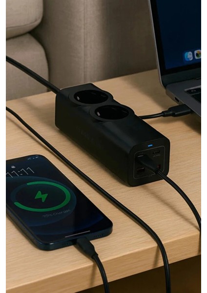 67W Hızlı Şarjlı Akıllı Çoklu Priz - 2000W Güç, 2 Usb-C + 2 Usb-A Çıkışlı, Telefon & Laptop Uyumlu ( Lisinya ) fırsatları