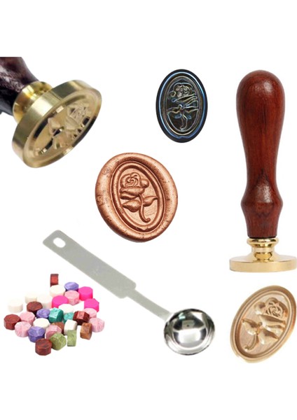 Mektup Damga Mührü 3D Kabartma Oval Gül 30Mühür Mum Eritme Kaşık indirimleri