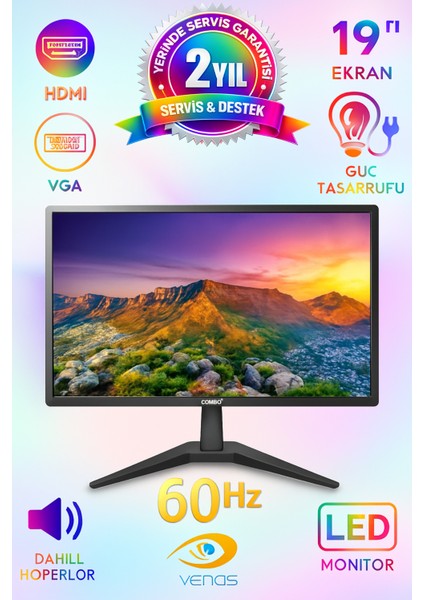 19” Dahili Hoparlörlü 60 Hz LED Monitör