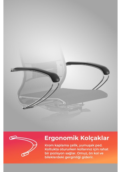 Samurai Ergonomik Koltuk | Bel Destekli, Tekerlekli, Krom Ayaklı, Siyah, Fileli Yönetici Koltuğu -5.2.1.49 indirimleri