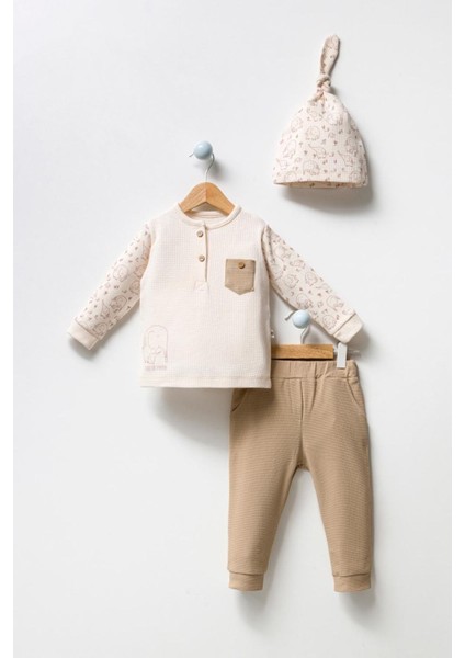 Sevimli Fil Baskılı Önden Düğmeli 2li Takım
