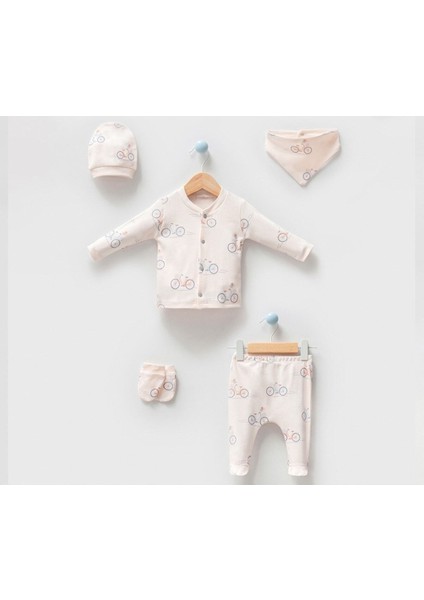Unisex Bebek Bisikletli Natural 5li Hastane Çıkışı Zıbın Seti fiyatları