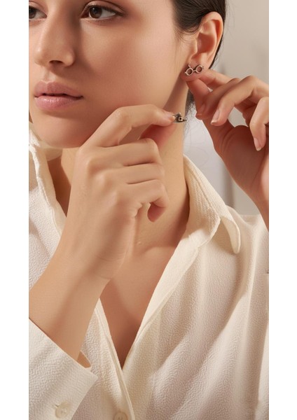 Şapka ve Gözlük Oksitli Gümüş Küpe