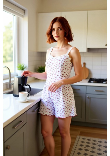 Kadın Çiçekli Dantel Detaylı Ince Askılı Pijama Takımı Fonksiyonel Dayanıklı Kaliteli Spor fiyatları