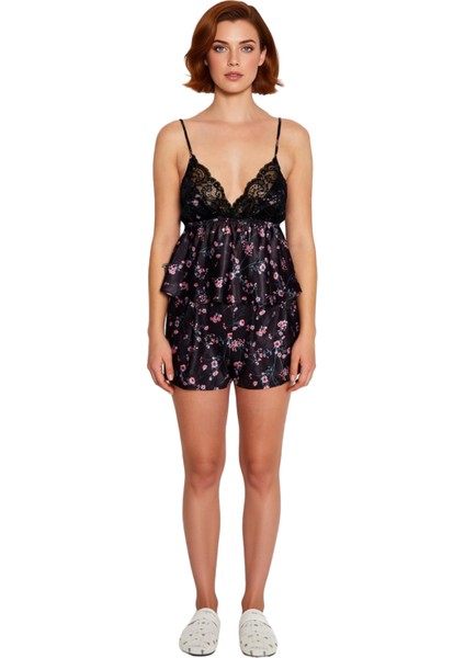 Kadın Çiçekli Dantel Detaylı Ince Askılı Saten Pijama Takımı Fonksiyonel Dayanıklı Estetik fırsatları