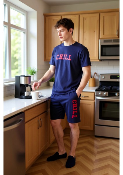 Erkek Bisiklet Yaka Kısa Kollu Baskılı Pijama Takımı Fonksiyonel Dayanıklı Kaliteli Modern fiyatları