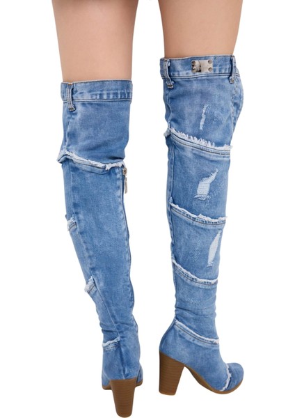 /kovboy Kot Çizmeleri, Kadın Kot Ayakkabılar, Western Botlar, Platform Kot Botlar / Mavi Renk Kot Çizme /doğum Günü Hediyesi modelleri