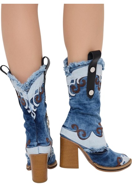 /kovboy Kot Çizmeleri, Kadın Kot Ayakkabılar, Western Botlar, Platform Kot Botlar / Mavi Renk Kot Çizme /doğum Günü Hediyesi modelleri