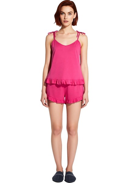 Kadın Leopar Desenli Askılı V Yaka Pijama Takımı Fonksiyonel Dayanıklı Kaliteli Konforlu Şık fırsatları